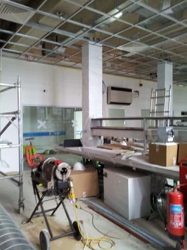 Ducting was installed within the new ceiling void to provide heated make up air from the plant on the roof.