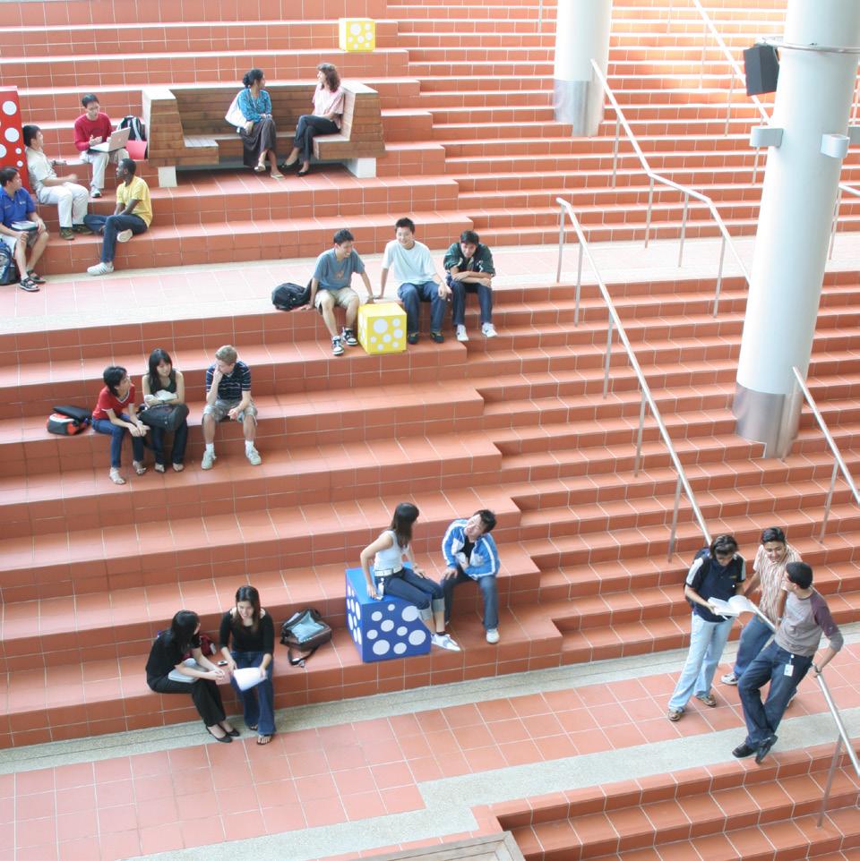 Opposite: Steps leading to the lower concourse of the Singapore Management University can double-up as an outdoor amphitheatre.