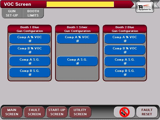 VOC >> GUN SET-UP 1. NOTE: Access to this page is limited to ENG or above. 2. The are accessed from this screen 3.