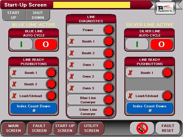 START-UP SCREEN 1. The are accessed from this screen. 2. Under each area may be enabled or disabled as needed: will display a pop-up window to show the system power status.
