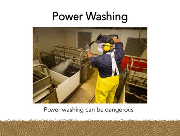 One very common and useful type of machinery found on a hog farm is a power washer. Power washing enables you to clean a barn much faster and better than doing it by hand.