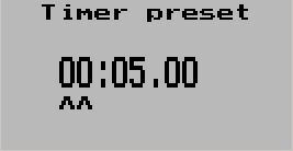 Timer preset Enter the timer preload value. In the above picture it is shown as 5 minutes.