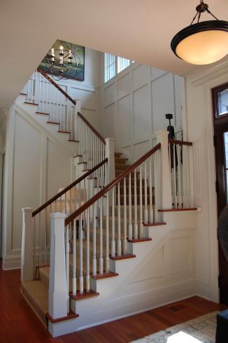 simple turned balusters and chamfered newel posts.