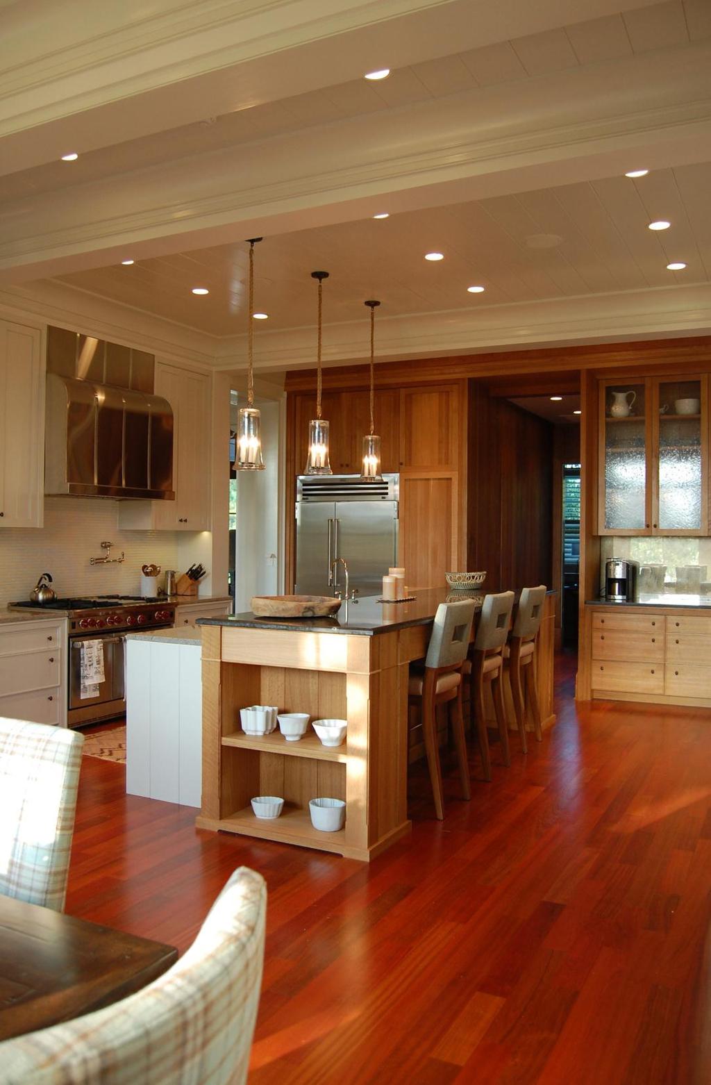 The Kitchen is a mix of painted cabinetry and rift white oak.