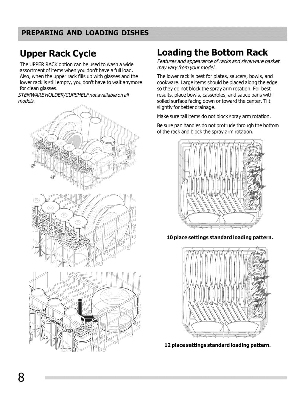 Upper Rack Cycle The UPPERRACK option can be used to wash a wide assortment of items when you don't have a full load.