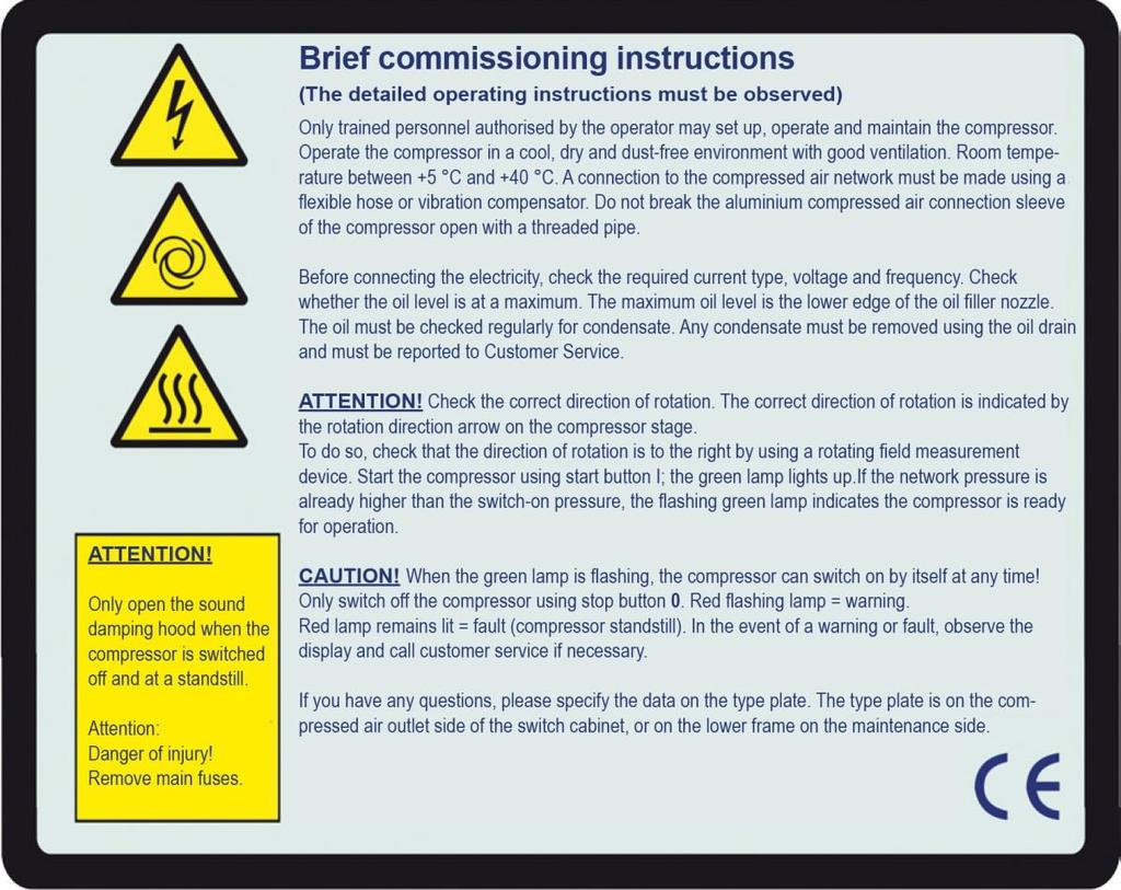 Design and function Brief commissioning instructions The sticker is affixed to the switch