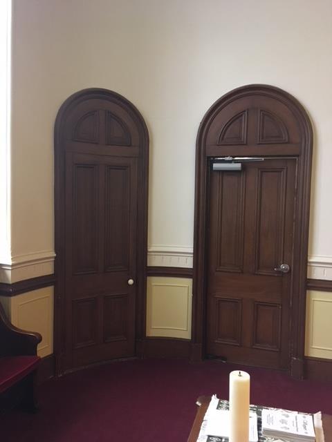 Doors in Nave Refinish Woodwork Redesign with Functional Hinges Replace closing