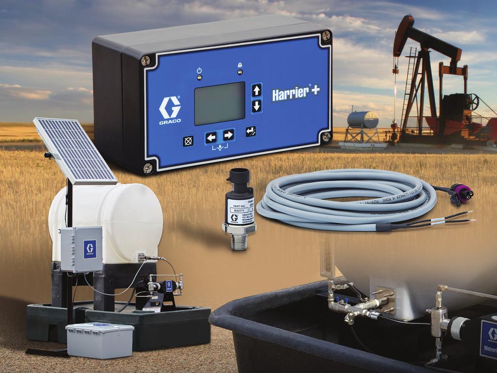 Harrier + Smart Controller & Chemical Management System Remote monitoring solutions with tank level capabilities for chemical injection systems Graco's Harrier+ controller with remote pump control