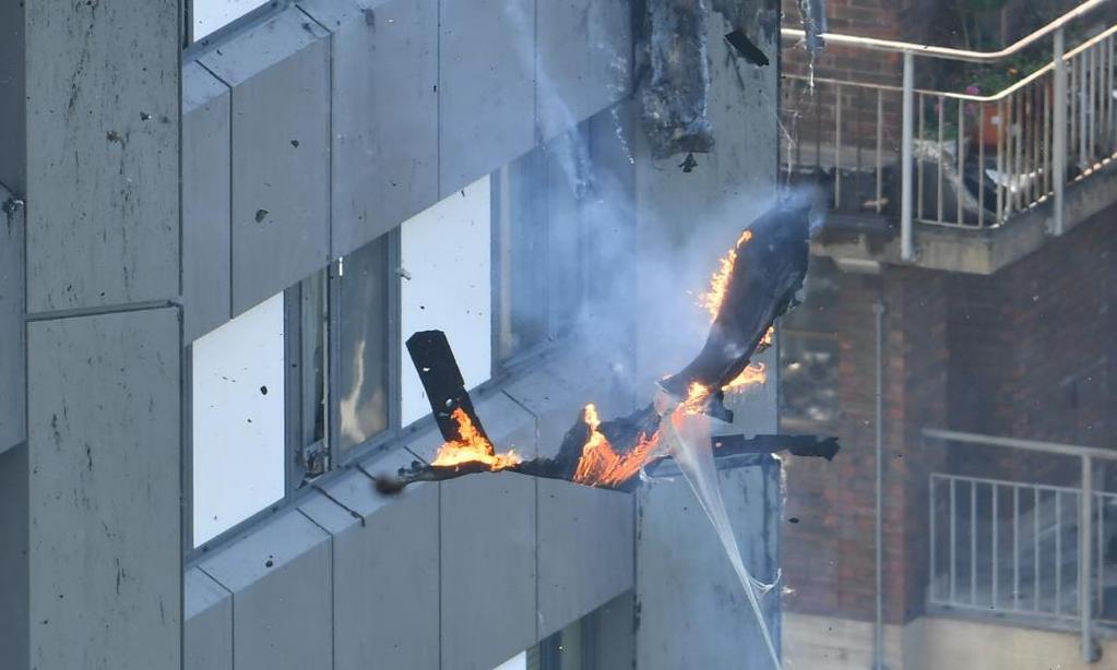 LONDON GRENFELL TOWER (JUNE 2017) the use of the flammable cladding being blamed for spreading the fire that killed at least 70+ people.