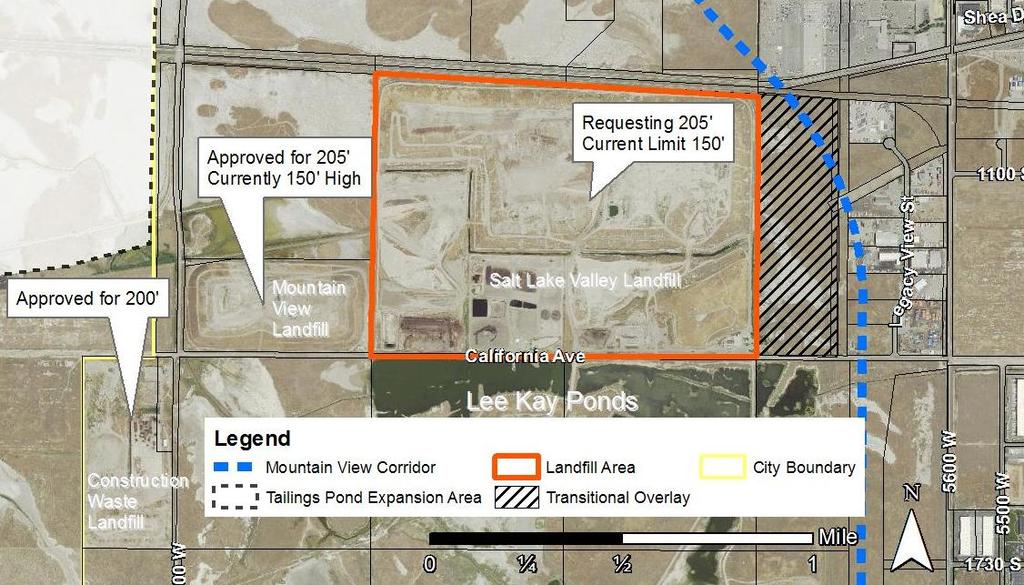 PROJECT DESCRIPTION: This is a conditional use request for a height increase for the Salt Lake Valley Landfill, located at approximately 6030 W California Avenue (1400 South.