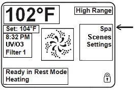 SPA OPERATION Temperature Up Button: The temperature up button will increase the set point temperature