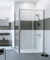 The illustration photo shows the shower door in a niche Time (120 cm, sliding), which is one of the standard version.