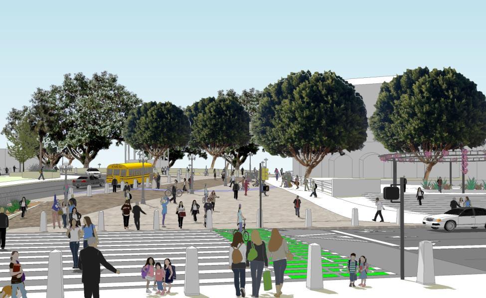 pedestrians & cyclists Pedestrian & bicycle capacity & connectivity improved via widened sidewalks & esplanade