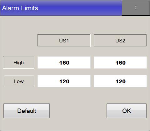 11) Setting all alarms ranges This function allows users to select alarm ranges for each parameter.