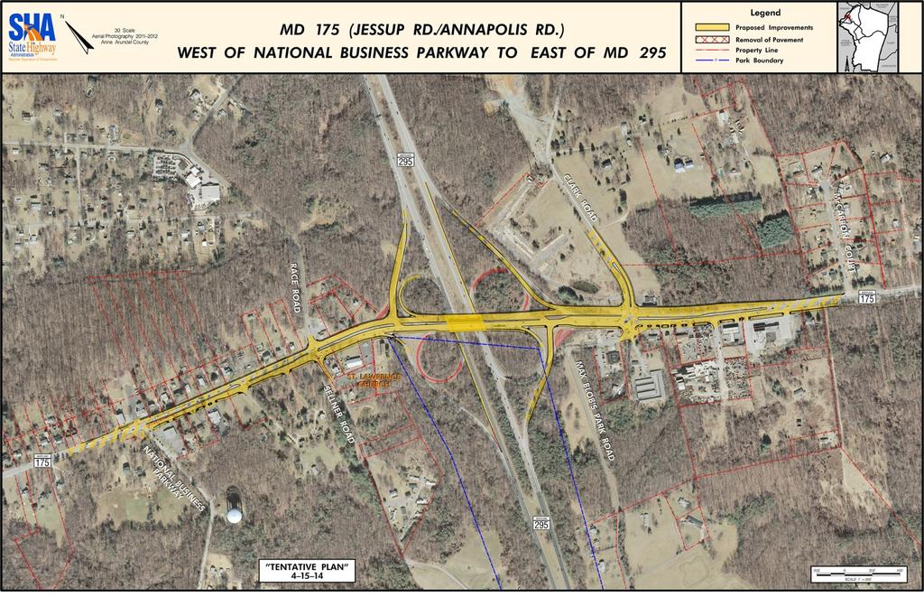 Alternatives Development Three conceptual alternatives were developed for the Race Road/Jessup Village Planning Study and are described below: Alternative 1 Alternative 1 is the No-Build condition,