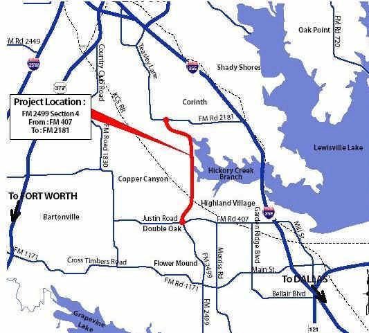 F.M. 2181/F.M. 2499 Review of both the thoroughfare plan as well as the regional thoroughfare plan provided by the North entral Texas ouncil of Governments, reveals two specific and major roadways