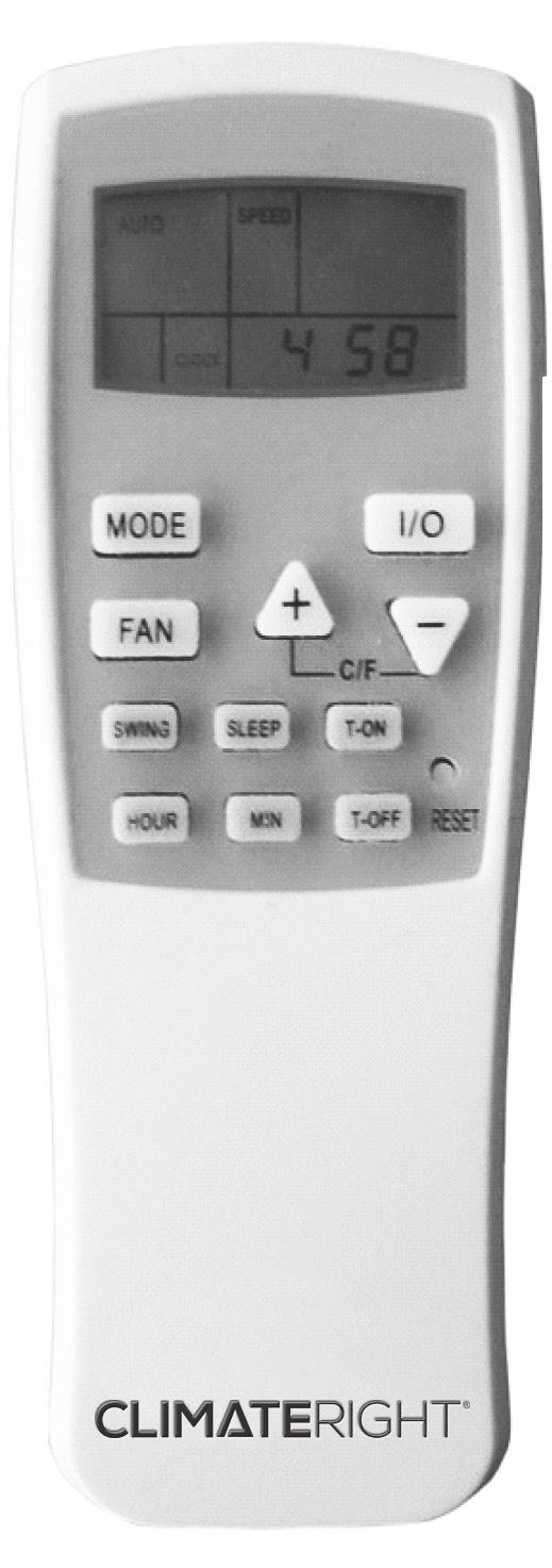 OPERATING THE UNIT USING THE REMOTE CONTROL CONTROL PANEL, DISPLAY, & OPERATING INSTRUCTIONS Mode Button Fan Speed Swing (Louver Oscillation) Sleep Button Hour Selector LCD Display Power Button Temp