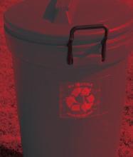 look for the recycling carts. Containers (water bottles, plastic cups, liquor bottles, cans, etc.