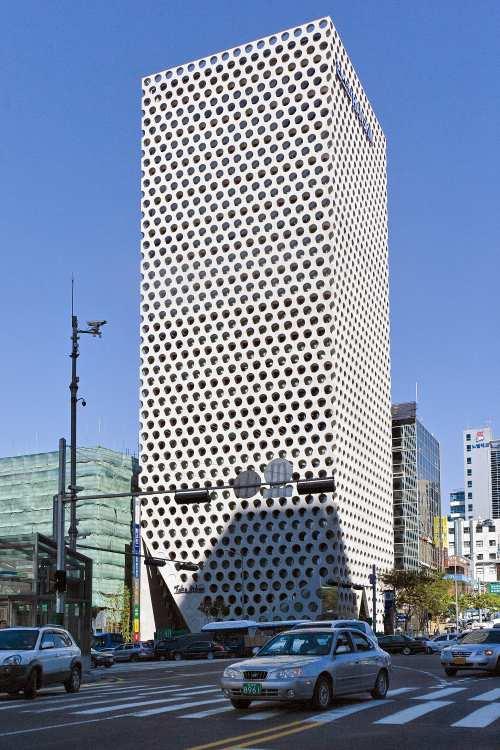 Urban Hive Urban Hive, the winner of the grand Seoul Architecture Award 2009, draws the attention of pedestrians with holey design.