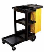 Code: 017553 3 Rubbermaid Janitor Cart with 75L Vinyl Bag Non-marking 20cm rear wheels and 10cm front