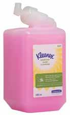 Dispenser: 061696, 061696B, 069125 Size: 1 Litre, Case of 6 Code: 061005 Skin Care 3 6330 KLEENEX Ultra Hand Cleanser Ideal for less busy washrooms. Contains Aloe Vera.