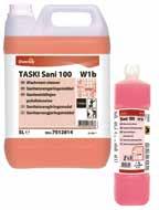 Cleaning Chemicals Washroom Cleaning 1 TASKI Sani 4 In 1 Ready to use acidic washroom cleaner, disinfectant, descaler and deodoriser.