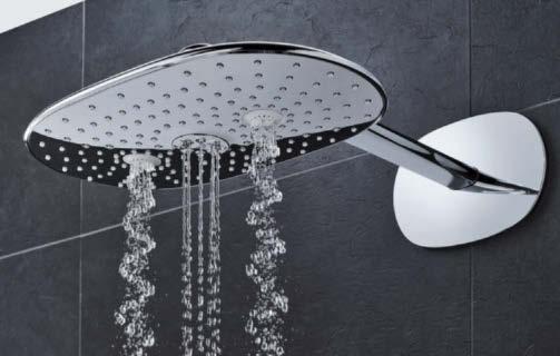 The GROHE Rainshower 360 comes in two stylish finishes: classic chrome and, for a subtly elegant design
