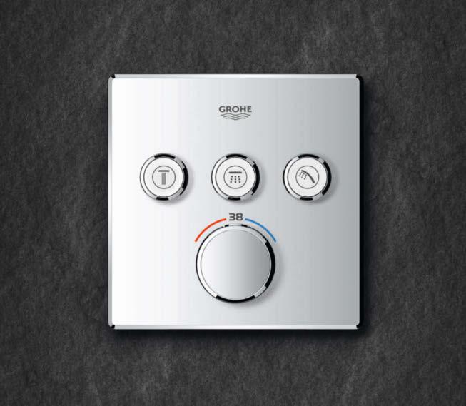 THE TECHNOLOGY BEHIND THE WALL: INTELLIGENTLY DESIGNED INTUITIVELY CONTROLLED The design of GROHE SmartControl Concealed goes far beyond the merely functional.