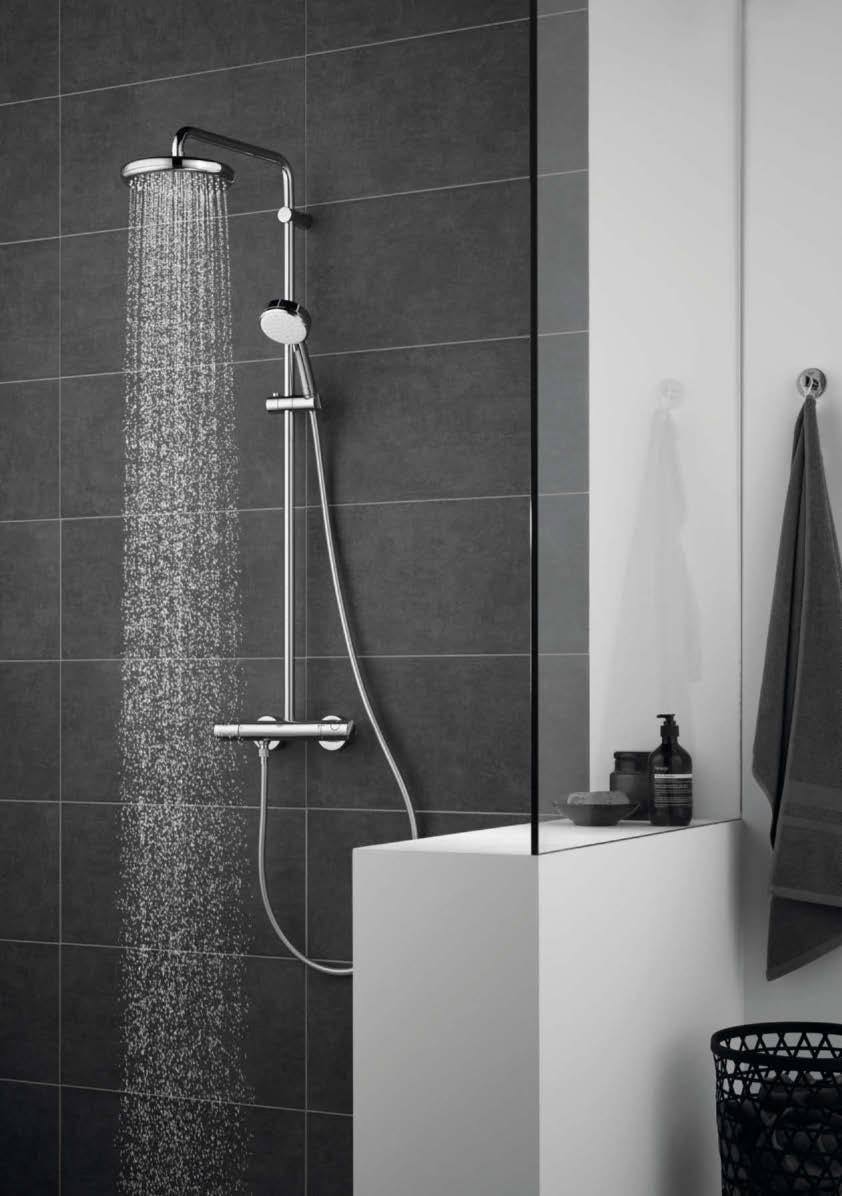 The showerhead and shower arm can be swivelled to create the perfect angle.