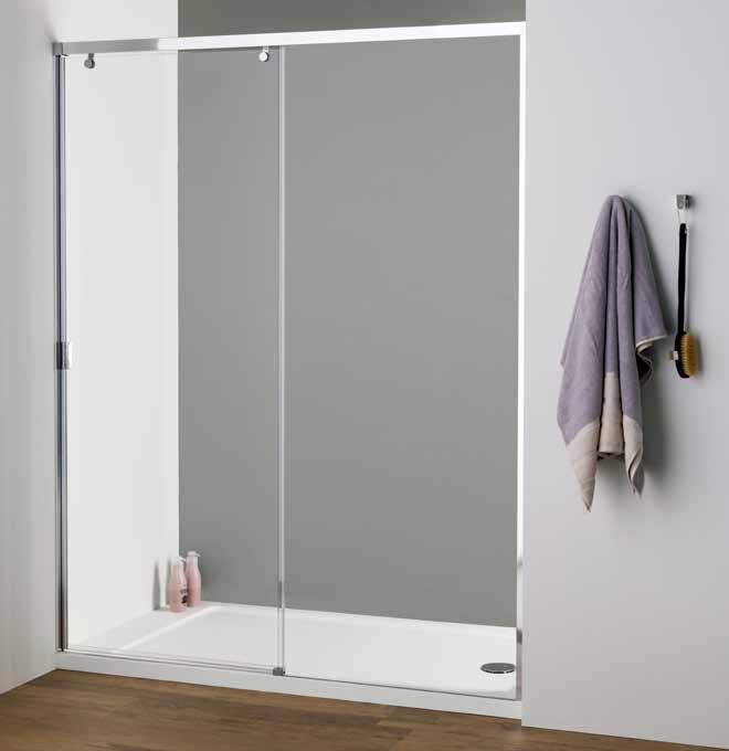 BATHROOMS 09 Screen NEO 0 + 5 Adaptable to any bathroom space shower tray. Telescopic stainless steel brackets for usage in shower areas from 40 cm to 00 cm.