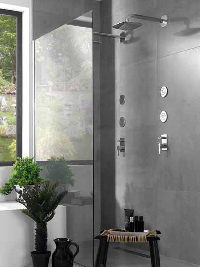 4 BATHROOMS SHOWER SETS Shower configuration NK LOGIC - CROMO Overhead 50x0 cm ultra-slim rain shower with wall