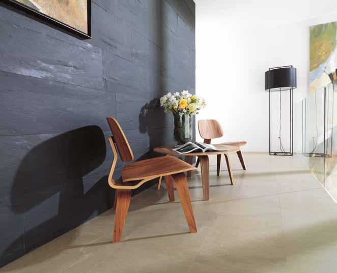 4 LIVING ROOMS FLOOR AND WALL TILES Floor: Natural Stone AMSTERDAM GREY BPT 40x80x,4 cm COLORSTUK RAPID GRIS Wall: