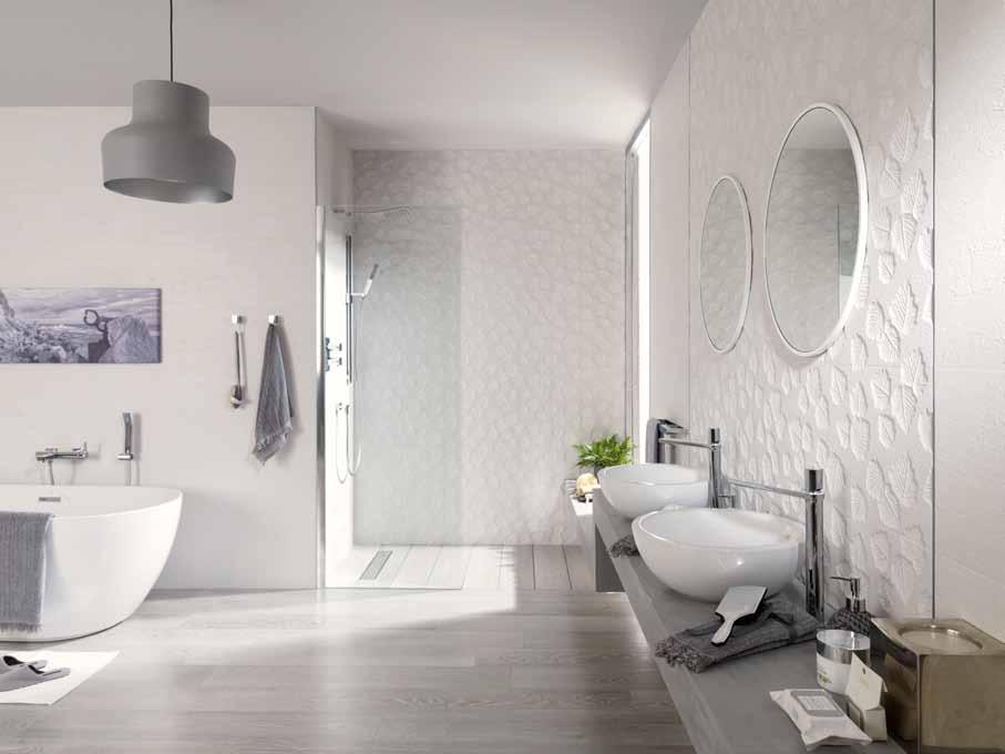 BATHROOMS 6 STON-KER Floor tiles BALTIMORE NATURAL 59,6x59,6 cm COLORSTUK MANHATTAN Wall tiles BALTIMORE NATURAL,x00 cm BOULEVARD NATURAL,x00 cm COLORSTUK MANHATTAN Bathroom furniture TE GRIS SOMBRA