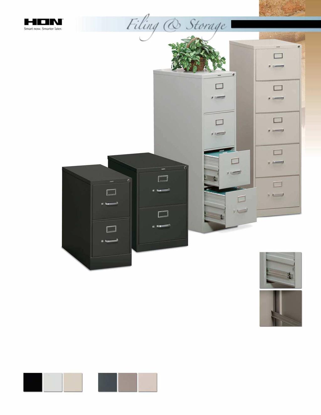310 Series Vertical Files are certified by Scientific Certification Systems (SCS) to be in quality emission Thumb latch keeps drawers safely closed. Three-part telescoping ball-bearing drawers.