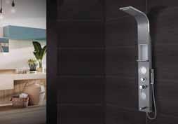 stainless steel, Inbuilt ABS Top shower with 60 nozzles + waterfall, Movable ABS body massage jets, Chrome plated ABS hand shower, Brass spout,