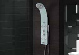 Glassy - White Infinity Black Specifications: Code: JPL-WHT-ST86113 (Size :140 x 25 cm) Body material: Tempered glass with glass special surface + PVC back Moveable ABS top shower, Moveable ABS body