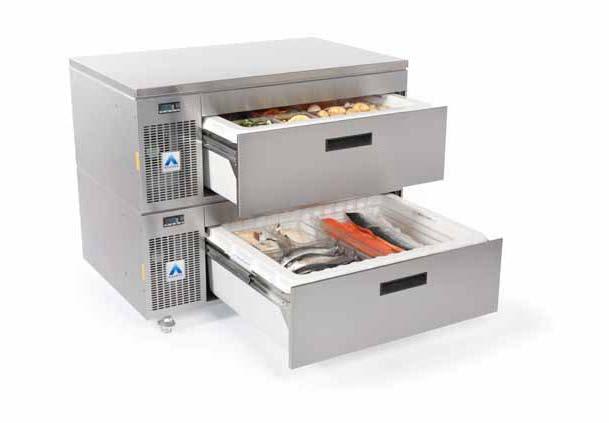 Drawer units can be supplied with a variety of castors and rollers to achieve specific heights to roll under existing counters or ranges.
