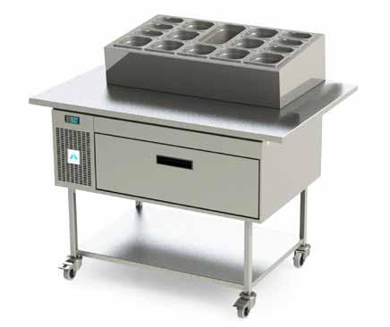 PREP COUNTER UNITS WITH SOLID WORKTOPS SALADETTE UNITS S2 - Standard Saladette GN Pan Configurations W945 x D389 x H230 mm S3 - Large Saladette GN Pan Configurations W945 x D552 x H240 mm STANDARD