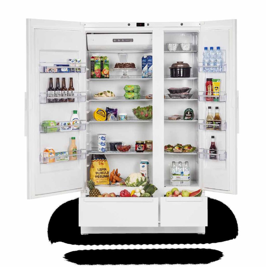 A fridge providing plenty of storage space you can keep the food in just the right conditions. The benefits of the double-door model also include fullwidth shelves, which maximize storage capacity.