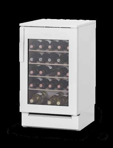 45 VL WINE CABINET The 70-bottle wine cabinet has two adjustable temperature areas: +9 - +14 centigrade area for white wine and +14- +18 for red wine.