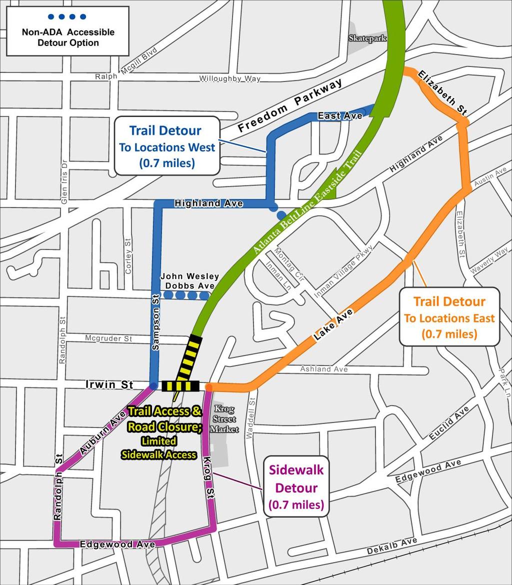 Eastside Trail Extension Irwin Street: Road Closure March 20 April 17 Detour routes will be marked for