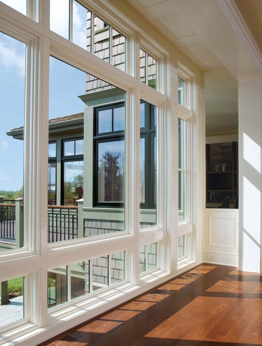 Windows Double-hung, casement, awning and picture windows Custom sizing allows windows to fit any opening Double-hung windows tilt in for easy cleaning Specialty windows: rectangle, archtop,