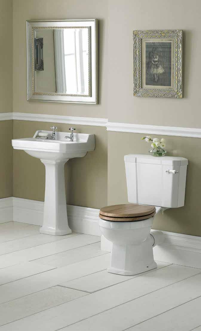 CERAMICS: RICHMOND WITH CLEAN WHITE LINES AND SOFT, ANGULAR SHAPES, THE RICHMOND RANGE OF BASINS, PANS AND PEDESTALS BRING AN EARLY EDWARDIAN SENSIBILITY AND STYLE TO THE