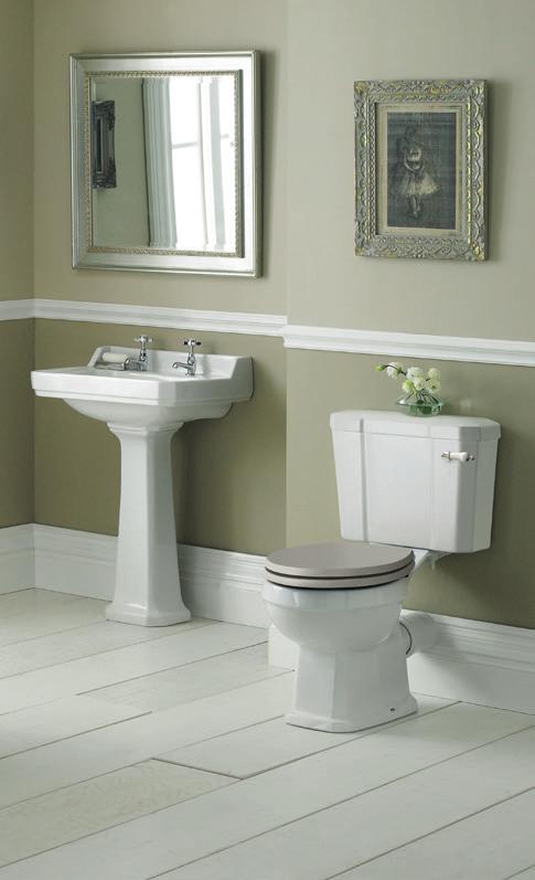CERAMICS: RICHMOND WITH CLEAN WHITE LINES AND SOFT, ANGULAR SHAPES, THE RICHMOND RANGE OF BASINS, PANS AND PEDESTALS BRING AN EARLY EDWARDIAN SENSIBILITY AND STYLE TO THE BATHROOM.