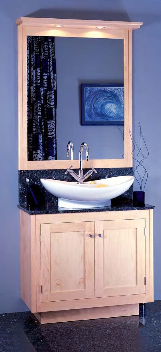 Emsworth sit-on basin with high-spout Ocean Mono basin mixer. Matching mirror with pelmet lowvoltage lighting. 2.