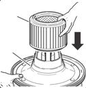 8. PREPARING THE VACUUM CLEANER 8.8 INSERTING THE CARTRIDGE FILTER - FIGS. 13-14 - Place the filter on the motor housing. FIG. 13 - Fit the plastic disc onto the filter.