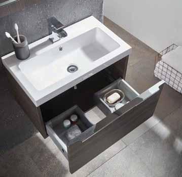 Muro Furniture Range BATHROOM FURNITURE Muro Range Features The compact depth of the Muro wall hung collection makes it a perfect match for the average family