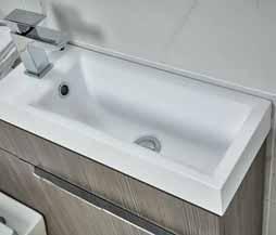 Corelli BATHROOM FURNITURE > 18mm solid carcass > Supplied in White Gloss or Avola Grey Available Finishes > Soft close doors > Polymarble basin > 1 tap hole option only > Avola Grey units Made in