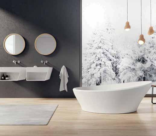 Berio SCULPTURED STONE FREESTANDING BATHS > Matte finish > Available in 1700 x 750mm > Weight: 88kg > Height: 595/439mm