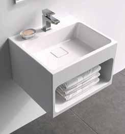 Sculptured Stone Wallmounted Basins Otto Como > Finished in Gloss > 300(H) x 450(W) x 400mm(D) > Pop-up wastes